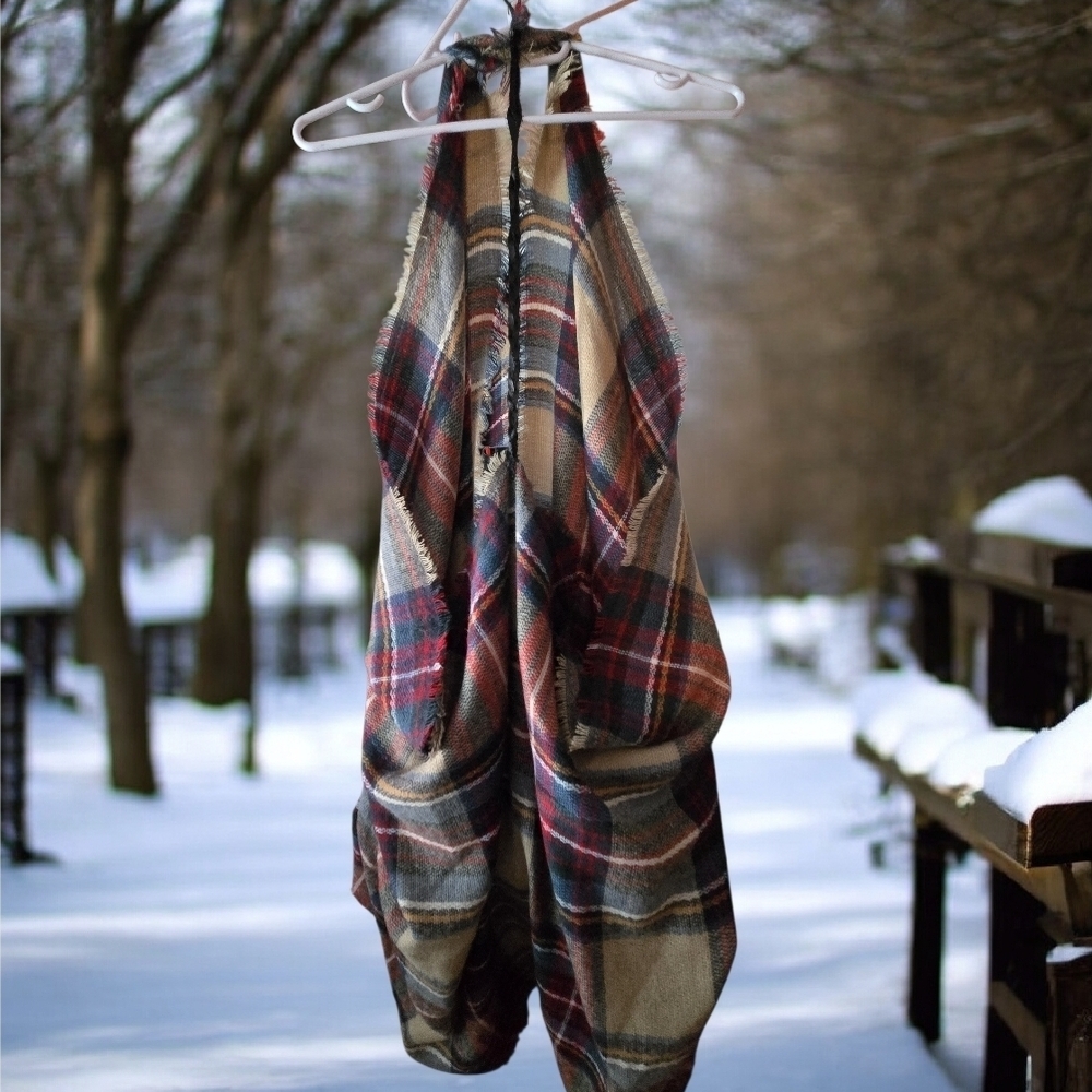 4/$15 Plaid Sleeveless Women's Scarf Vest Boho Winter Cottagecore - Picture 5 of 8